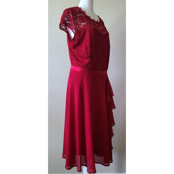 HOCO Sorority‎ Dress XL Lace Overlay Ruffled Wedding Guest Cocktail Miusol NWT - Picture 3 of 14